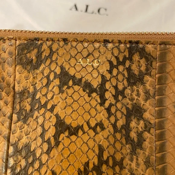 A.L.C. Joni Gold Snakeskin Handbag Clutch Purse NWOT, gold colored hardware - Picture 6 of 11